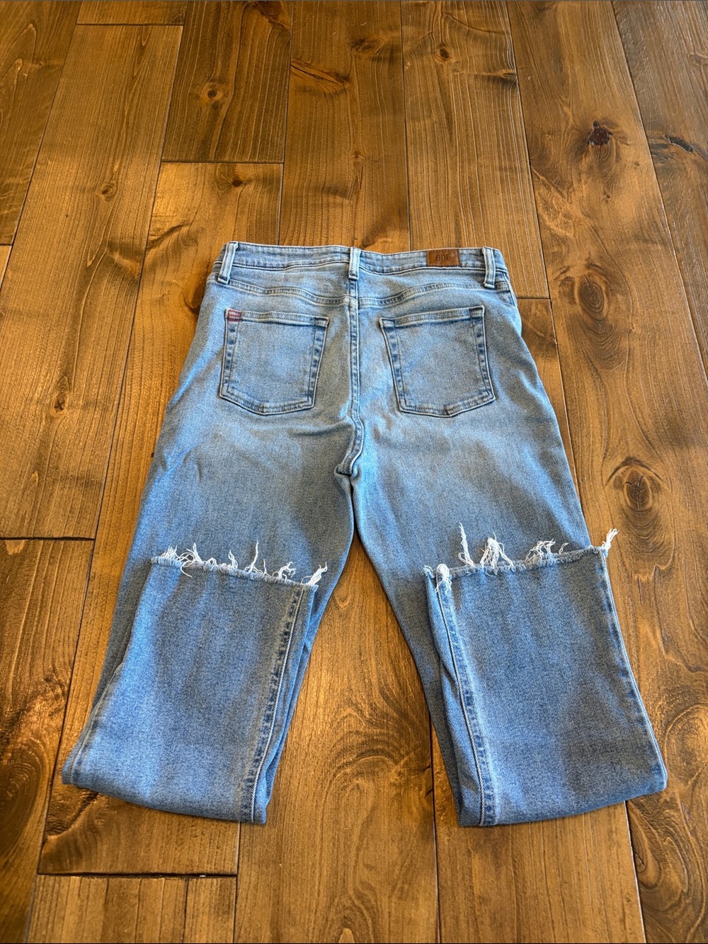 BDG Light Blue Straight Leg Jeans with Frayed Hem - Picture 3 of 4